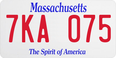 MA license plate 7KA075