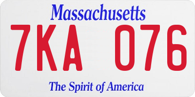 MA license plate 7KA076