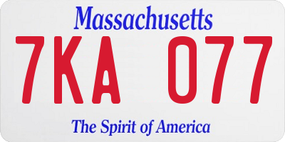MA license plate 7KA077