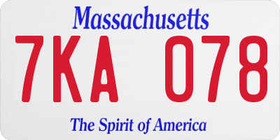MA license plate 7KA078