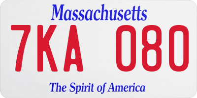 MA license plate 7KA080