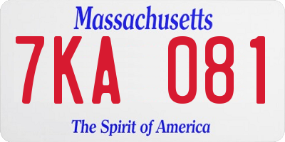 MA license plate 7KA081