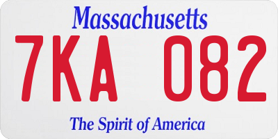 MA license plate 7KA082