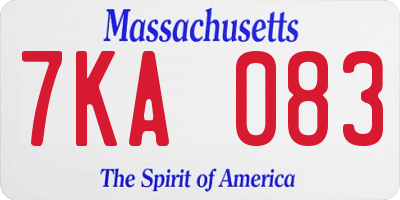 MA license plate 7KA083