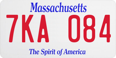 MA license plate 7KA084