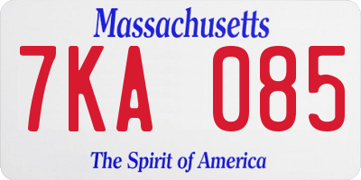 MA license plate 7KA085