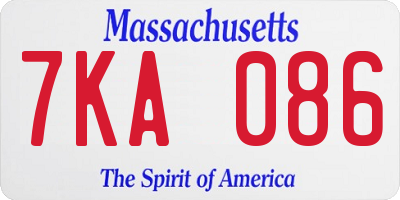 MA license plate 7KA086