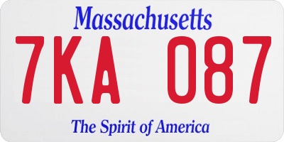 MA license plate 7KA087