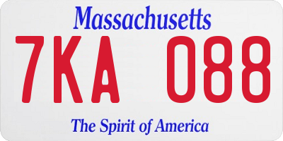 MA license plate 7KA088