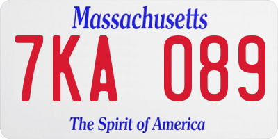 MA license plate 7KA089