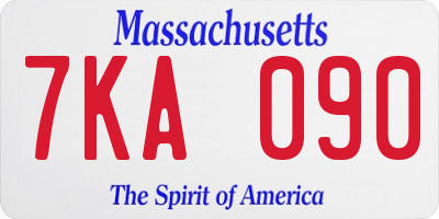 MA license plate 7KA090