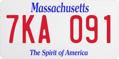 MA license plate 7KA091
