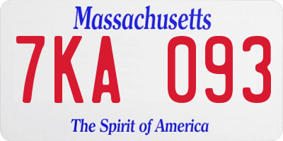 MA license plate 7KA093