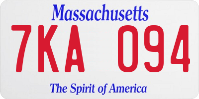 MA license plate 7KA094