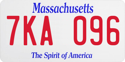 MA license plate 7KA096