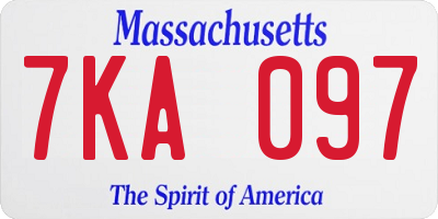 MA license plate 7KA097