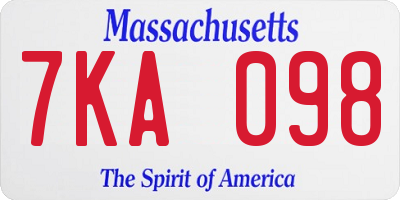 MA license plate 7KA098