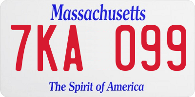 MA license plate 7KA099