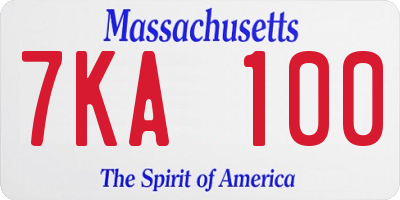 MA license plate 7KA100