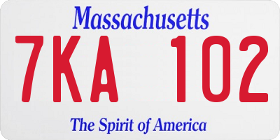 MA license plate 7KA102