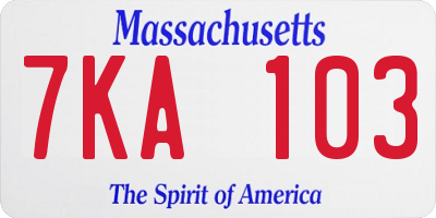 MA license plate 7KA103