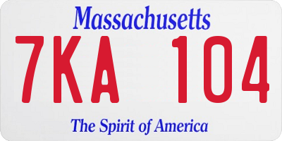 MA license plate 7KA104