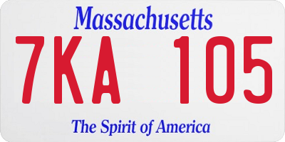 MA license plate 7KA105