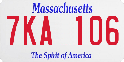 MA license plate 7KA106