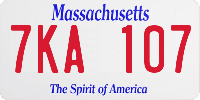 MA license plate 7KA107