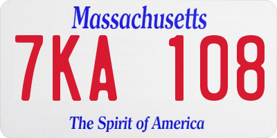 MA license plate 7KA108