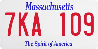 MA license plate 7KA109