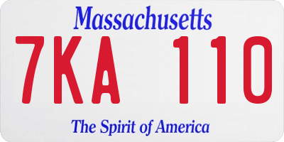 MA license plate 7KA110