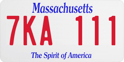 MA license plate 7KA111