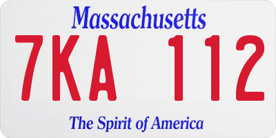MA license plate 7KA112