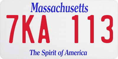 MA license plate 7KA113