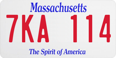 MA license plate 7KA114