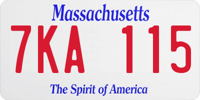 MA license plate 7KA115