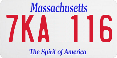 MA license plate 7KA116