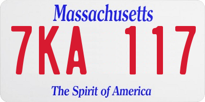 MA license plate 7KA117