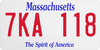 MA license plate 7KA118