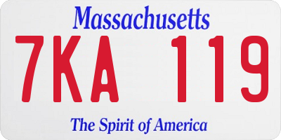 MA license plate 7KA119