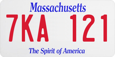 MA license plate 7KA121