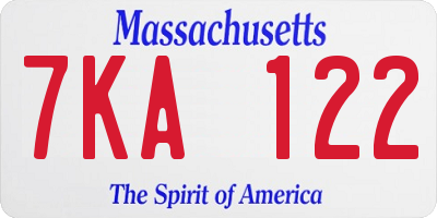MA license plate 7KA122
