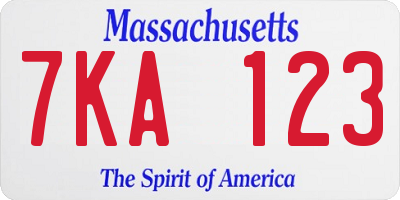 MA license plate 7KA123