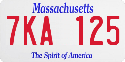 MA license plate 7KA125