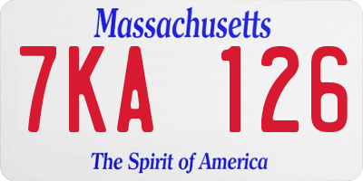 MA license plate 7KA126