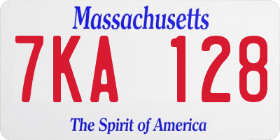 MA license plate 7KA128