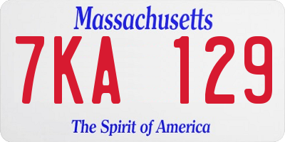 MA license plate 7KA129