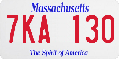 MA license plate 7KA130