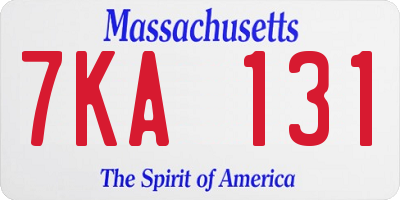 MA license plate 7KA131